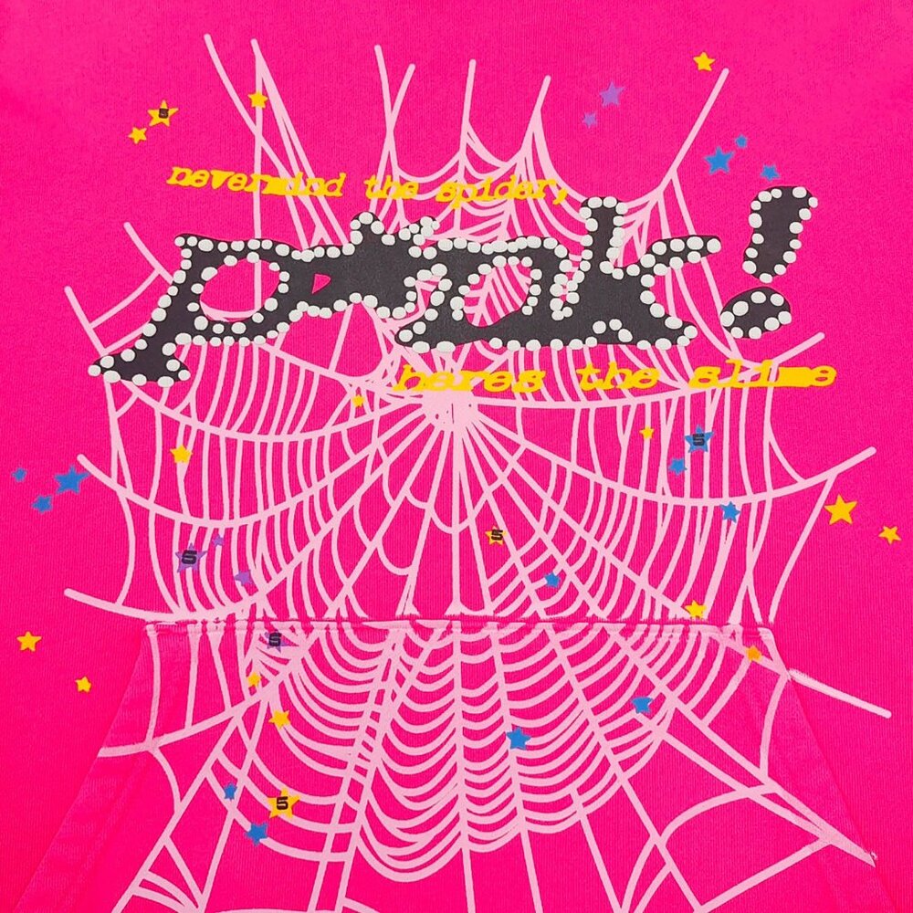 Sp5der P*NK Pullover Hoodie Pink Black | Spider Worldwide - Picture 4 of 6